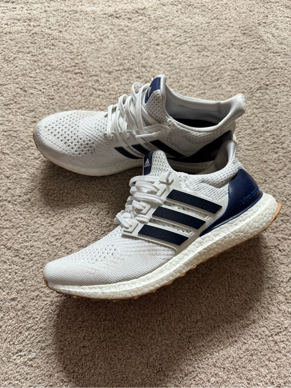 adidas White & Navy Ultraboost Athletic Running Shoes